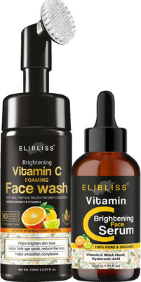 ELIBLISS Brightening Vitamin C Face Wash & Serum for Fades Dark Spots, Glowing Skin(1 Items in the set)