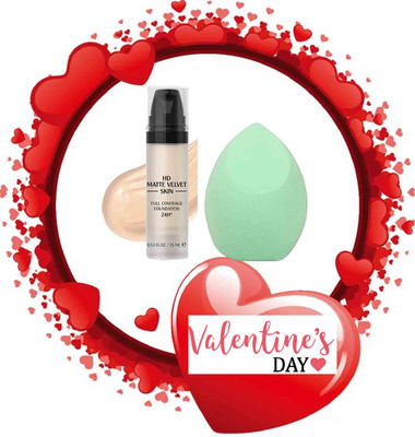 CATERINACHIARA valentine day speacil 24h foundation with Makeup Blender(2 Items in the set)