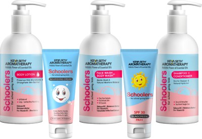 KEYA SETH AROMATHERAPY Schoolers Complete Kids Care Range- No Harmful Chemical Hypoallergenic, Paraben & Sulfates Free(5 Items in the set)