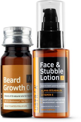 USTRAA Beard Growth Oil & Face And Stubble Lotion  (2 Items In The Set) For Rs. 175 @ 75 %