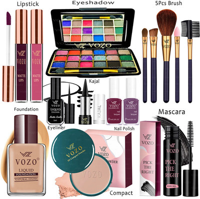 VOZO Makeup Combo Kit One-stop Beauty Package for Beginners and Professionals KT-261(15 Items in the set)