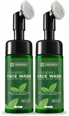 Teepzeey Tea Tree Foaming  With Tea Tree With Built-in Deep Cleansing Brush For Men & Women - With Aloe Vera & Neem Extracts, Reduces Acne & Pimples, Controls Excess Oil  (Pack Of 1) Face Wash(160 ml)
