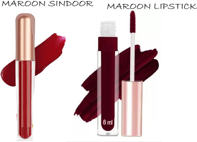 Luipui MAROON COLOR LIPSTICK AND MAROON COLOR SINDOOR MAKEUP(1 Items in the set)
