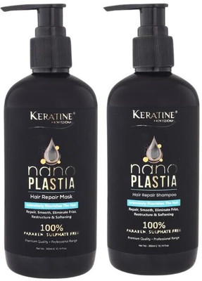 KERATINE PROFESSIONAL NANO PLASTIA HAIR REPAIR SHAMPOO & MASK COMBO 300 ML EACH(2 Items in the set)