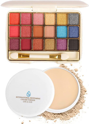 adbeni Natural Makeup Pressed Compact Powder & Mini Eyeshadow Palette(2 Items in the set)