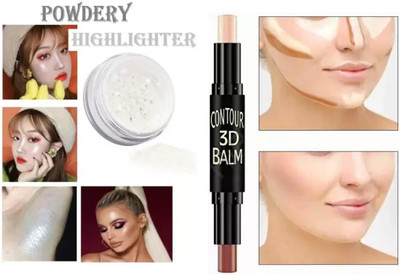 Latixmat SHIMMERY SHINY FACE OR BODY HIGLIGHTER & 3D CONTOUR CONCEALER HIGHLIGHTER STICK(2 Items in the set)