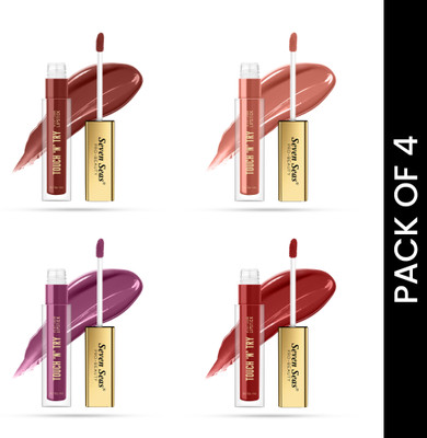 Seven Seas TOUCH 'N' TRY Velvet Liquid Lipstick | Non-Transfer Long Lasting Liquid Lipstick(4 Items in the set)