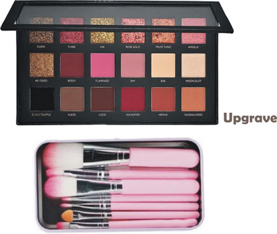upgrave Rose Gold Remastered Eyeshadow Palette & Mini Pink Makeup Brush Set(8 Items in the set)