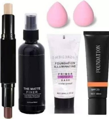 MISTY ALLE Combo 1 fixer,primer,foundation,contour stick and 2 puff(6 Items in the set)