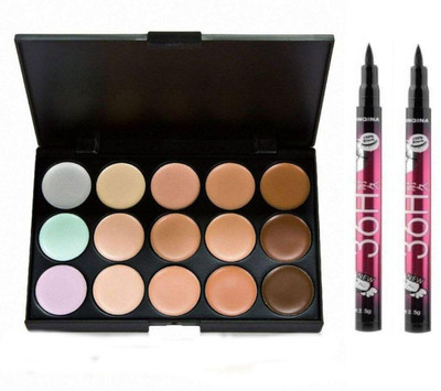 RTB 15 Color Contour Concealer with 36 Hrs Black Eyeliner 2(3 Items in the set)