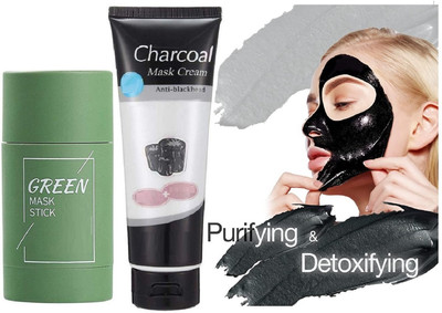 Arcanuy CHARCOAL PEEL OFF MASK & GREEN STICK FACE MASK(2 Items in the set)