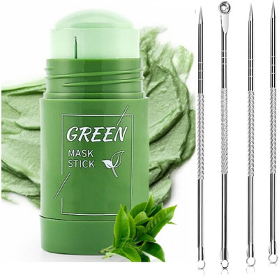 YAWI BLACKHAED REMOVER PIN TOOL FOR PIMPLE FREE & GREEN FACE PACK FOR ACNE(5 Items in the set)