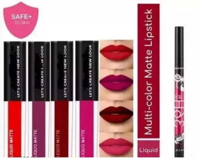 mkldsrh waterproof long lasting liquid matte mini lipstick with 36 h eyeliner for face make up(5 Items in the set)