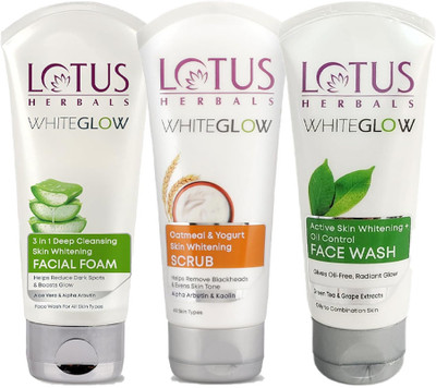 LOTUS HERBALS WhiteGlow ( Oil Control Facewash_100g+ Facial Form_100g+ Oatmeal Scrub_100g )(3 Items in the set)