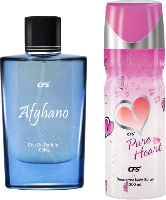 CFS Afghano EDP Long Lasting Perfume & Pure Heart Pink Deodorant Body Spray(2 Items in the set)