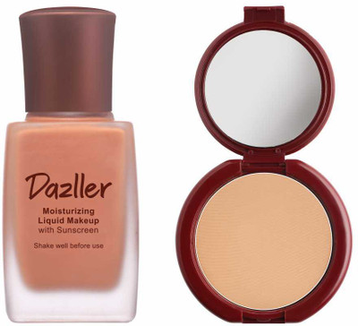 Dazller Face Combi Pack (Soft Carammal R33) : Moisturizing Liquid Makeup, 27mL + Classique Compact Powder, 9g(2 Items in the set)