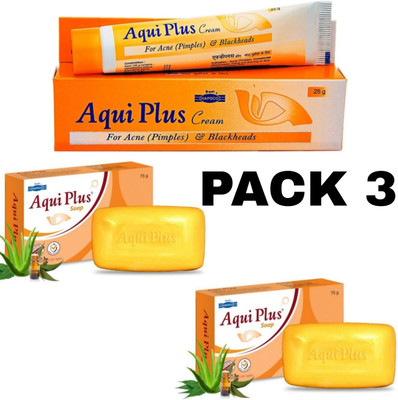 aqui plus Acne Pimples soap And Fairness glowing Skin cleen Cream(3 Items in the set)