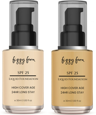 Fizzy Fern Liquid Foundation with SPF 25, Matte Finish, Lightweight, Waterproof- 60ml(2 Items in the set)