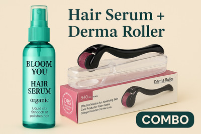 BLOOM YOU Microneedle Hair Booster Kit – Serum + 540 Needles Roller(2 Items in the set)