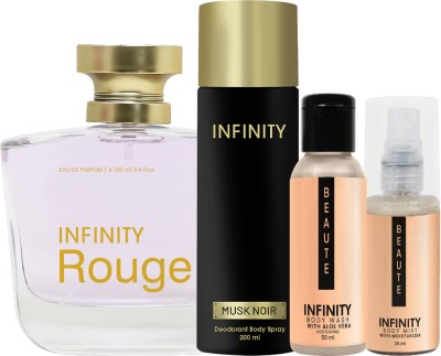 INFINITY Rouge Perfume, Musk Noir Deodorant, Beaute Body Wash & Beaute Body Mist(4 Items in the set)