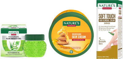 Nature's Moisturising Aloe Beauty Gel (100g)Nourishing Skin Cream Almond & Honey (400ml)Soft Touch Hair Removal Cream Gold (50g)(3 Items in the set)