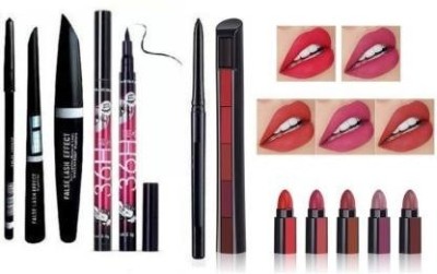 ITKAHS 3IN1MASCARA,EYEBROW PENCIL,EYELINER+KAJAL+36H EYELINER+ 5 IN 1 LIPSTIC(6 Items in the set)