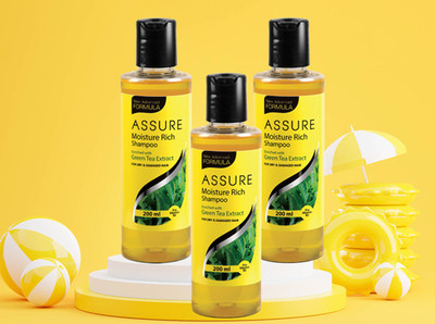 ASSURE Moisture Rich Shampoo Enriched with Green Tea Extract for Dry and Damaged Hair, (3 x 200 ml)(3 Items in the set)