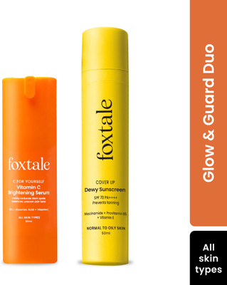 Foxtale Glow Protect Combo | C for Yourself Vitamin C Face Serum 30ml and CoverUp SPF PA++++ Dewy Sunscreen 50 ml | Combo Pack(2 Items in the set)