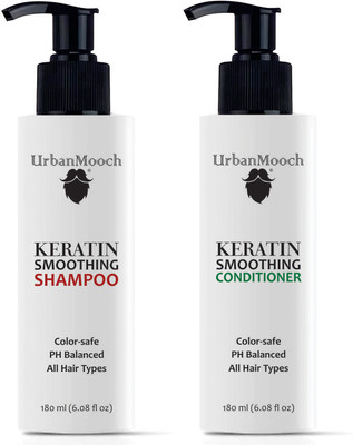 UrbanMooch Keratin Smoothing Shampoo and Conditioner Set, pH Balanced, Colour-safe | Hair Care for Men | Softer, Hydrated, & Smooth Hair(2 Items in the set)