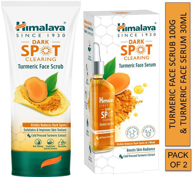 HIMALAYA dark spot clearing turmeric face scrub 100g & turmeric face serum 30ml(2 Items in the set)