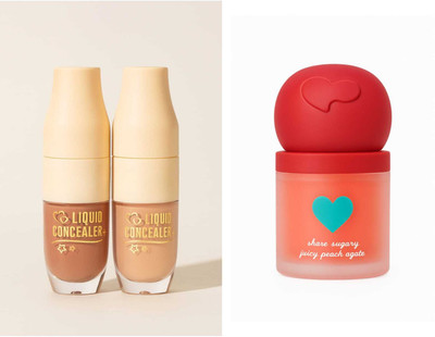 Minnies Combo of 2 Concealers dark and light shade and 1 Round Blusher (Cherry Shade)(3 Items in the set)