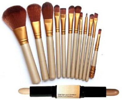 ClubComfort 12 Piece Makeup brush Set With Contour Stick Highlight (2 Items in the set)(2 Items in the set)