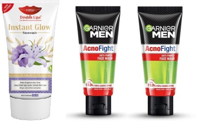 GARNIER Men Acno Fight Anti-Pimple  50 Grm Pack of 2 With Skin Bright Instant Glow  100 ml Face Wash(200 g)