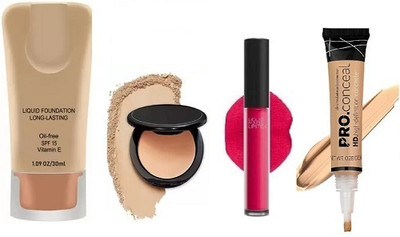 prikcy Foundation, Compact Powder, Lipstick & Concealer(4 Items in the set)