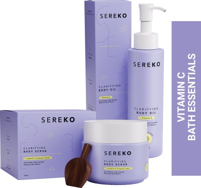 SEREKO Vitamin C Exfoliating Skincare Kit Body Scrub 100g & Body Oil 100ml Combo(2 Items in the set)