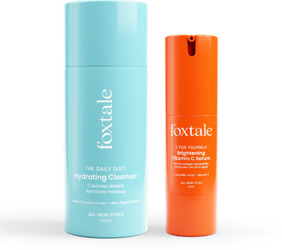 Foxtale Glow Package Combo | The Daily Duet Cleanser Face Wash 100ml and C for Yourself Vitamin C Face Serum 30ml | Combo Pack(2 Items in the set)