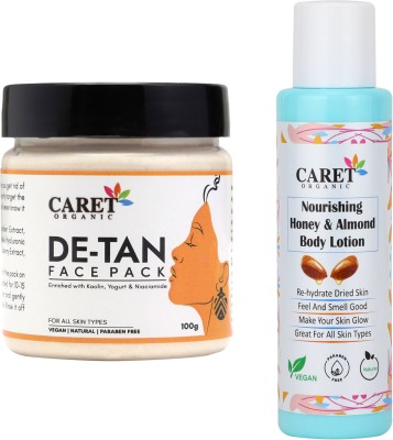 Caret Organic De-Tan Face Pack (100g) AND Honey & Almond Body Lotion (100ml)(2 Items in the set)