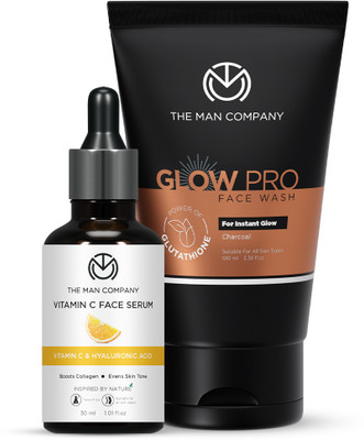 THE MAN COMPANY Vitamin C Serum with Glow Pro Face Wash for Oily Skin | Get Soft & Even Skin(2 Items in the set)