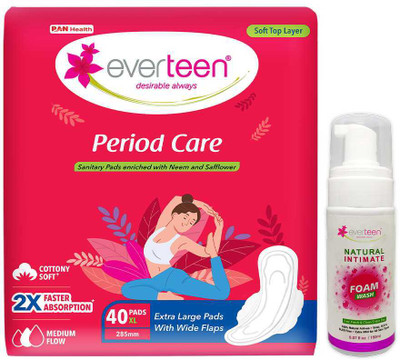 everteen Period Care XL Soft 40 Pads and Foam Intimate Wash 150ml(2 Items in the set)
