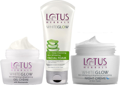 LOTUS HERBALS Whiteglow ( Gel Creme_40g + 3 in 1 Deep Facial Form_50g + Night Creme_40g )(3 Items in the set)