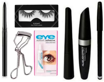 SHEFFO Eyebrow Pencil,Liquid Eyeliner,Mascara,Kajal,Eyelash & Glue & Eyelash Curler(5 Items in the set)