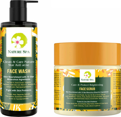 NATURE SPA Natural Anti acne face wash and Face scrub combo | Skin nourishment(2 Items in the set)