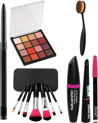 SUBHMUN Kajal & Eyeshadow Palette & 3in1 Eyeliner Mascara Eyebrow Pencil & Set of 7 Naked Makeup Brush & Oval Shape Makeup Brush(5 Items in the set)