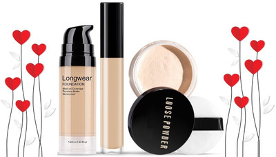 MYEONG Full Coverage Foundation and Liquid Concealer with Loose(3 Items in the set)