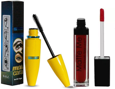 secret huda Ultra Volume Volumizing Mascara For Long-lasting, Waterproof, Smudge-proof With Matte me Liquid Lipstick Red(2 Items in the set)