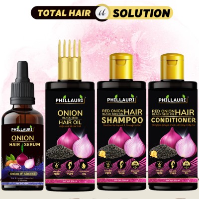 Phillauri Red Onion Anti Hair Loss & Hair Growth Hair Oil (100ml) + Shampoo (100ml) + Hair Conditioner (100ml) + Hair Serum (30ml)(1 Items in the set)