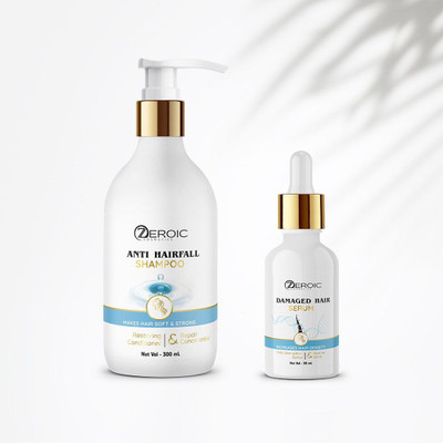 ZEROIC Anti-Hairfall Shampoo + Hair Growth Serum, Strengthens Roots Reduces Hairfall, Sulphate & Paraben-Free For Men & Women(2 Items in the set)