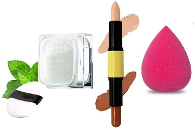 nn blender, contour stick, white loose powder, all skin type pack of 3(3 Items in the set)