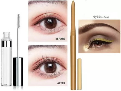 Emijun MULTI USE GOLD CRAYON KAJAL AND Clear Transparent Eyebrow & Eyelash mascara(2 Items in the set)