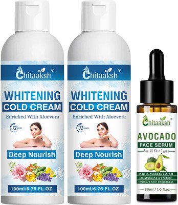 CHITAAKSH Whitening Cold Cream And Avocado Face Serum(3 Items in the set)